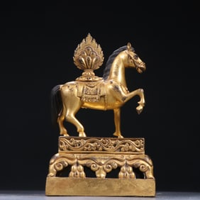 Gilt Bronze Carved Horse Stone Seal