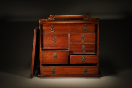 Huanghuali Wood Carved Dragon Pattern Food Tray Box