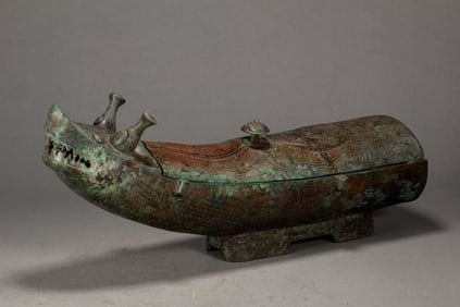 Chinese Bronze Carved Beast Face Pattern Beast Shape Figure