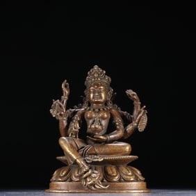Gilt Bronze Four Armed GuanYin Figure