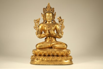 Gilt Bronze Manjushri Figure