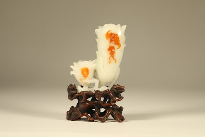 Jade Carved Flower Shape Ornament