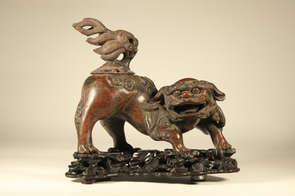 Agarwood Carved Lion Shape Incense Burner