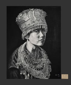 Chinese Drawing Beauty Oil Painting,Zhang Lixian Mark