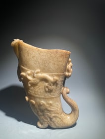 Jade Carved Chi Dragon Pattern Cup