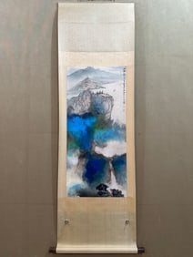 Chinese Drawing Coloured Landscape Painting,Zhang Daqian Mark