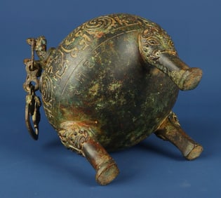 Chinese Bronze Carved Beast Face Pattern Pot