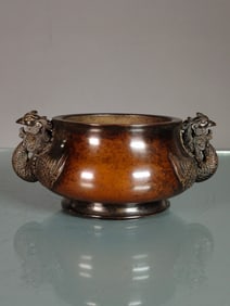 Bronze Double Phoenix Ears Incense Burner
