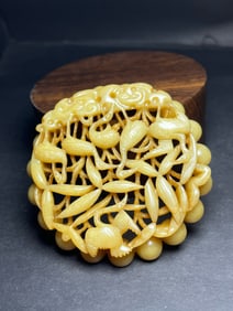 Jade Carved Crane Pattern Ornament