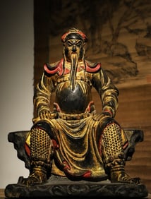 Wood Colour Painted GuanYu Figure
