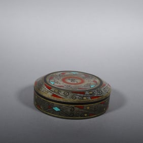 Jade Colour Painted Cloud Pattern Lid Box