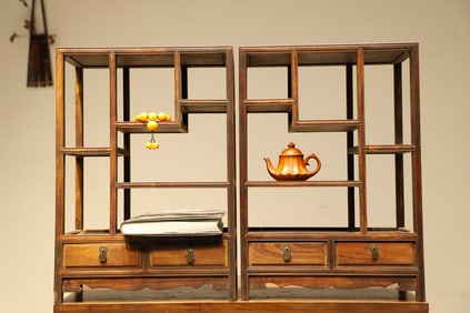 Pair of Huanghuali Wood Bookshelf