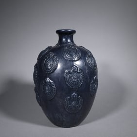 Lujun Ware Carved Flower Pattern Porcelain Vase