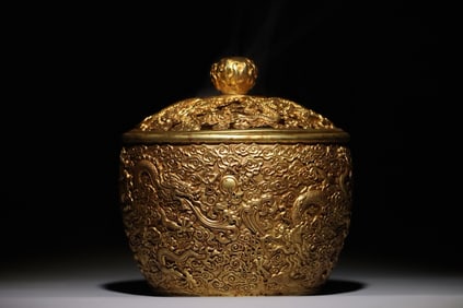 Gilt Bronze Carved Dragon Pattern Incense Burner