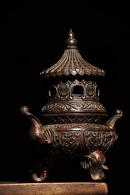 Bronze Carved Beast Face Pattern Incense Burner