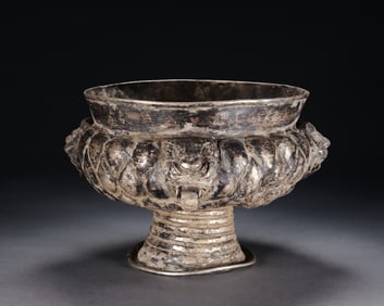 Silver Carved Beast Cup