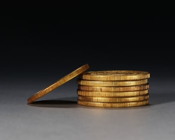 Group of Seven Gilt Silver Chinese Silver Coin