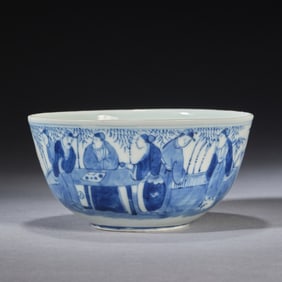 Blue and White Character Story Pattern Porcelain Bowl