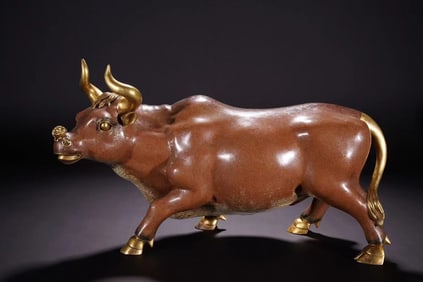Bronze Cloisonne Carved Ox Shape Ornament