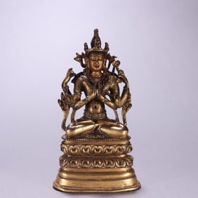 Gilt Bronze Four Armed GuanYin Figure
