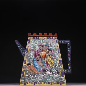 Purple Clay Colour Painted The Eight Immortals Pattern Teapot