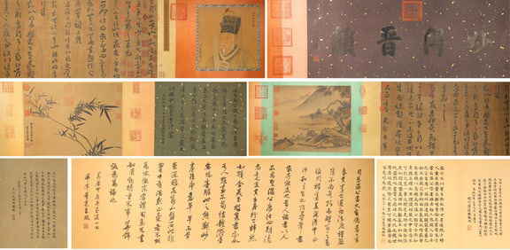 Chinese Writing Calligraphy and Landscape Hand Scroll,Wang Xizhi Mark