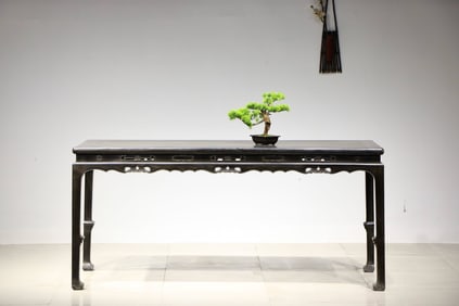 Red Sandalwood Carved Reishi Mushroom Pattern Table