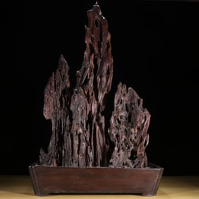 Agarwood Carved Taihu Stone Shape Ornament