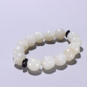 Jade Carved Maitreya Shape Bead Bracelet