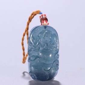 Aquamarine Carved Chi Dragon Pattern Pendant