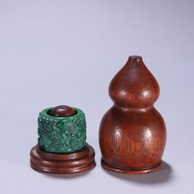 Bone Carved Fish and Dragon Pattern Thumb Ring