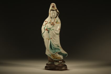 Famille Rose GuanYin Porcelain Figure