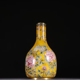 Bronze Enamel Blue Base Flower Pattern Vase