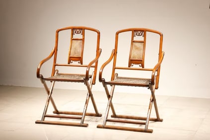 Pair of Huanghuali Wood Carved Dragon Pattern Chair