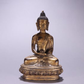 Tibetan Gilt Bronze Sakyamuni Figure