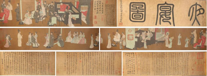 Chinese Drawing Character Story Hand Scroll,Gu Yanzhong Mark