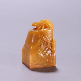 Shoushan Tianhuang Carved Bamboo and Cicada Stone Seal