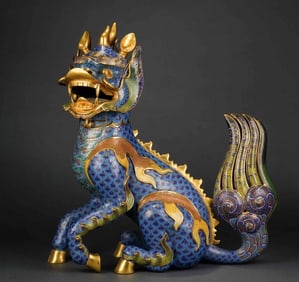 Bronze Cloisonne Carved Kirin Shape Figure
