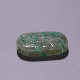 Jadeite Carved Flower Pattern Lid Box