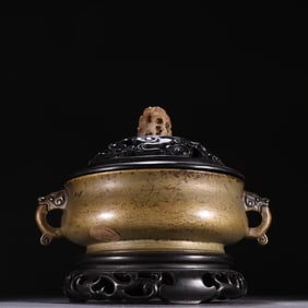 Bronze Double Chi Dragon Ears Incense Burner