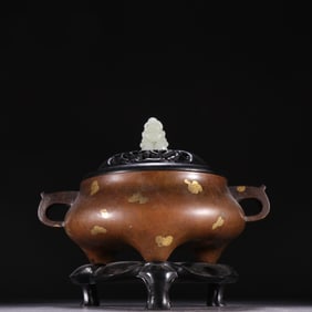 Bronze Sprinkling Gold Double Ears Incense Burner