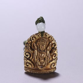 Gilt Bronze Carved Vajrapani Pattern Pendant