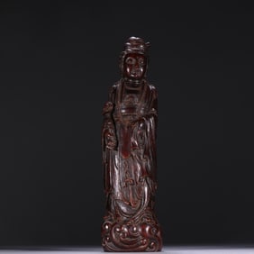 Agarwood Carved GuanYin Figure