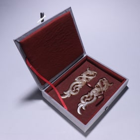 Pair of Jade Carved Phoenix Shape Bi