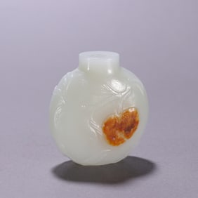 Jade Carved Peach and Pomegranate & Buddha Hand Fruit Pattern Snuff Bottle