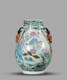 A Famille-Rose 'Magpies and Plum Blossoms' Vase