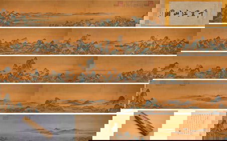 Wang Ximeng (1096-1119), attributed to, 'A Thousand Li of Rivers and Mountains' Handscroll