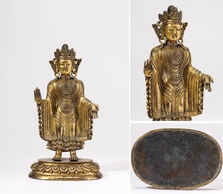 A Gilt-Bronze Sandalwood Buddha