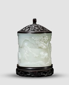 A Jade 'Figure Narrative' Incense Burner
