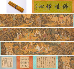 Zhou Chen (1460-1535), attributed to, 'Buddhist Stories' Handscroll